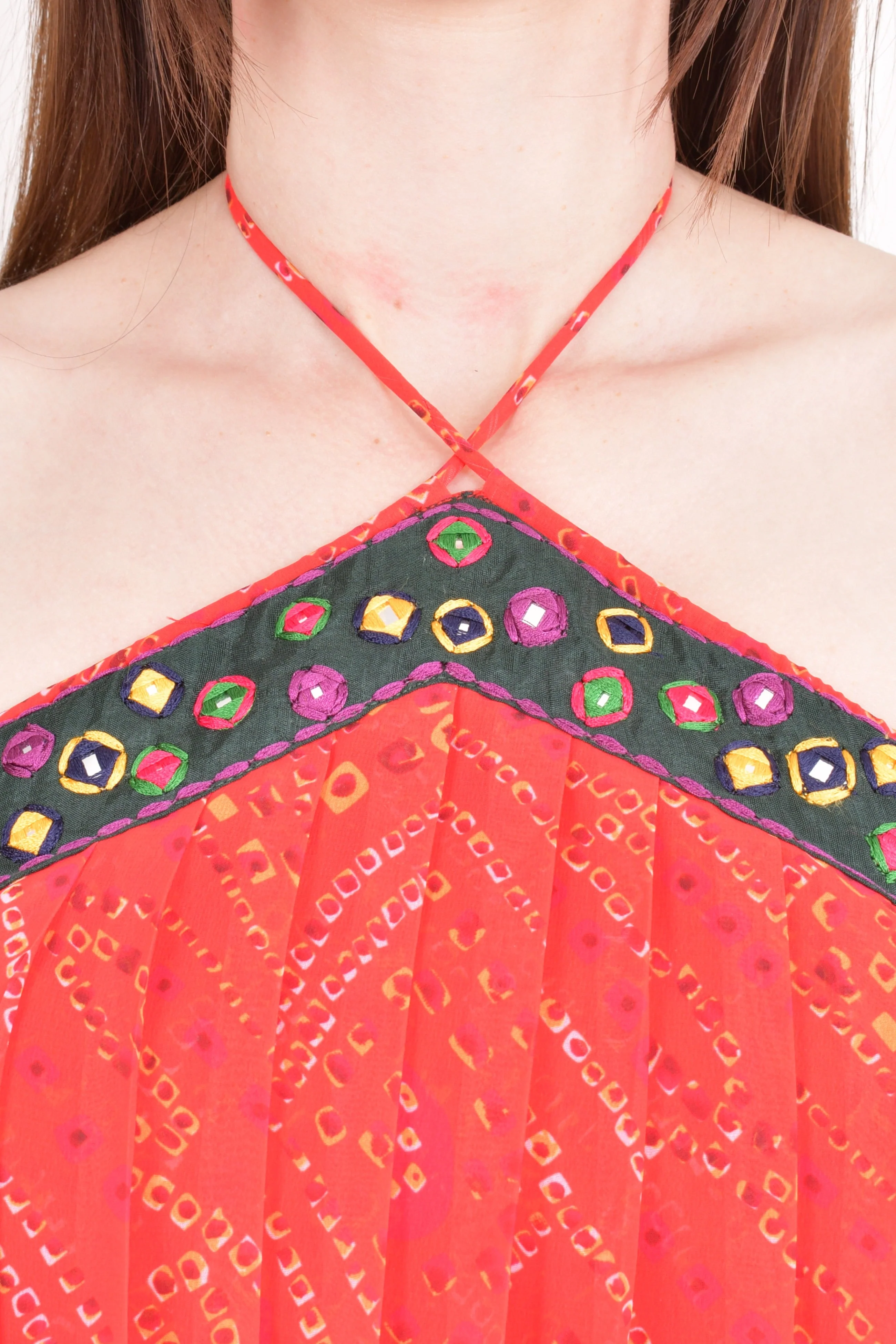 Red Embroidered Halter Top - Image 3
