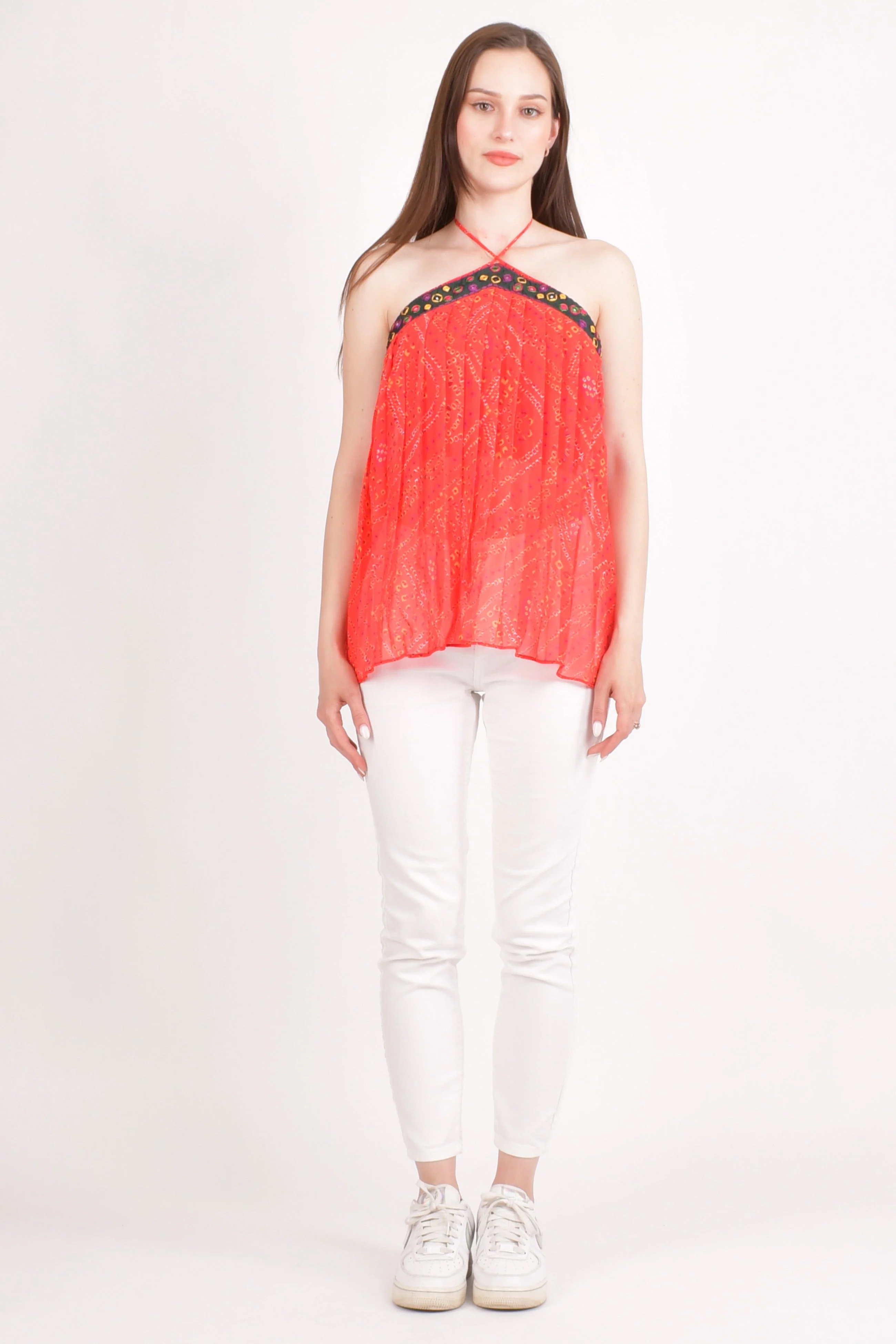 Red Embroidered Halter Top - Image 4