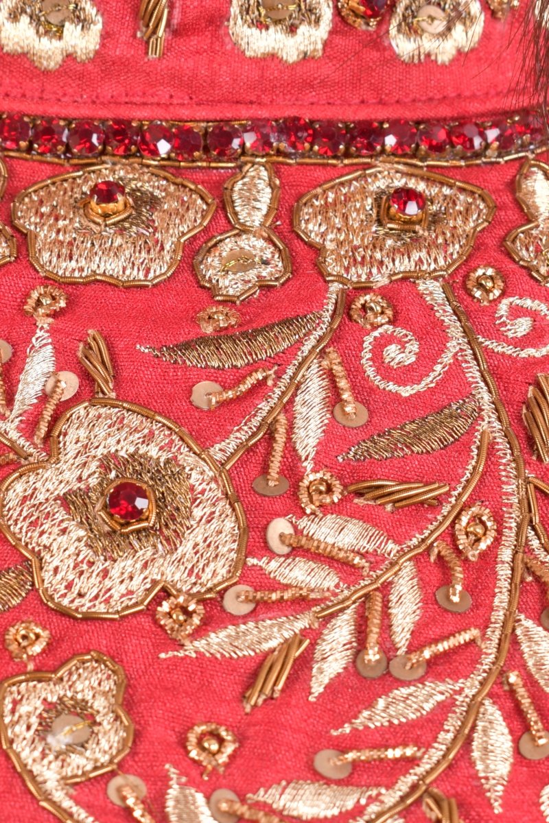 Red Embroidered Gown for Wedding and Festive Events - Image 3