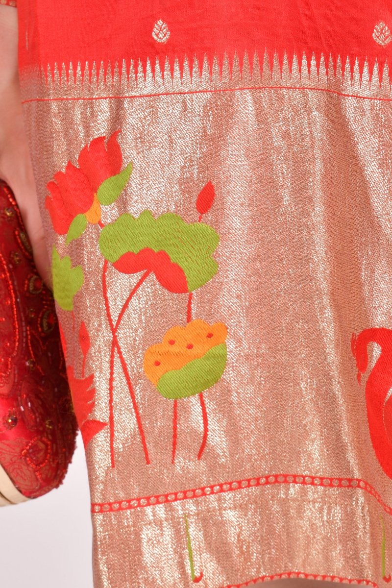 Red Jacquard Butti Silk Mini Blazer Dress - Image 3