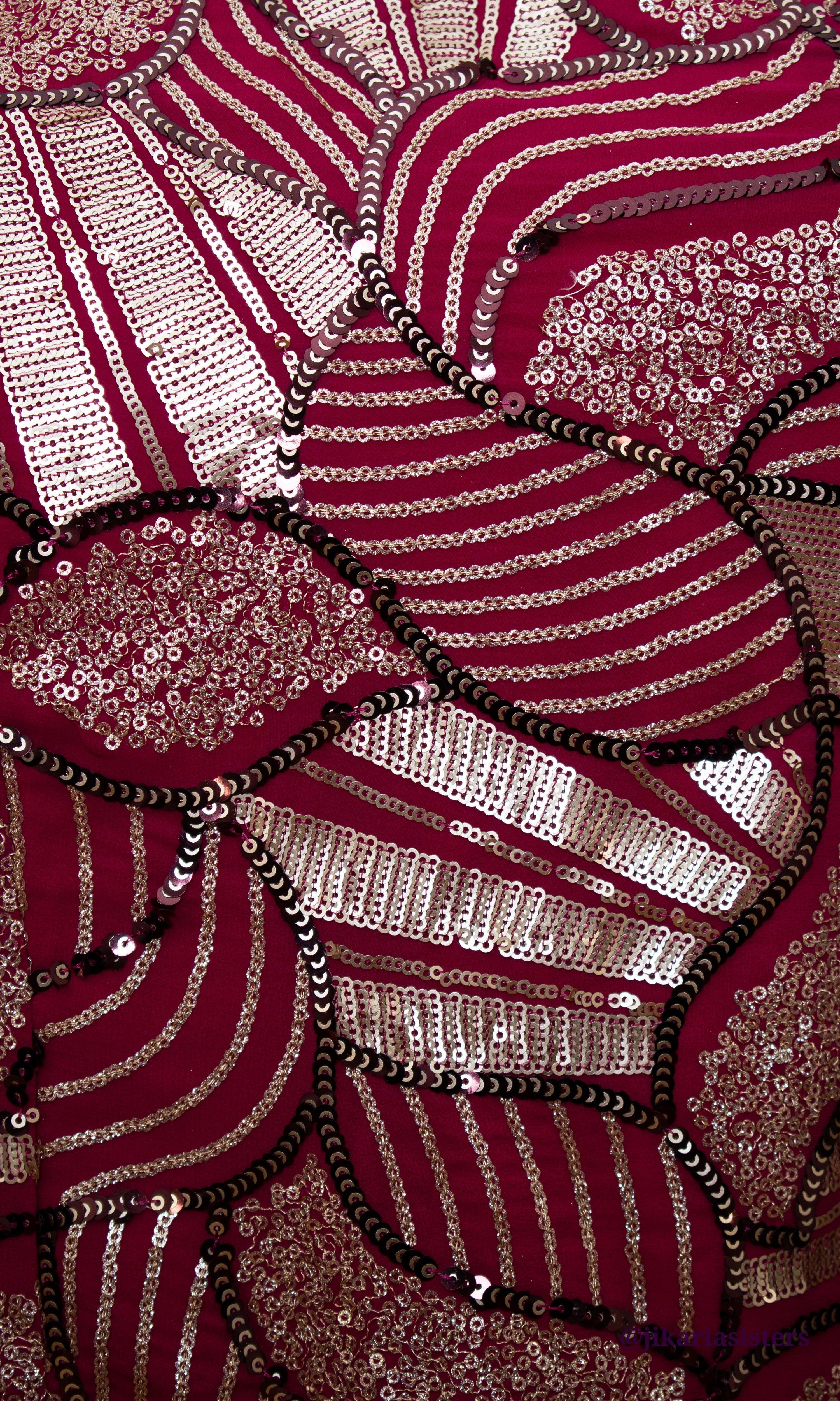 Red One Shoulder Dress with Sequin Work - Image 3