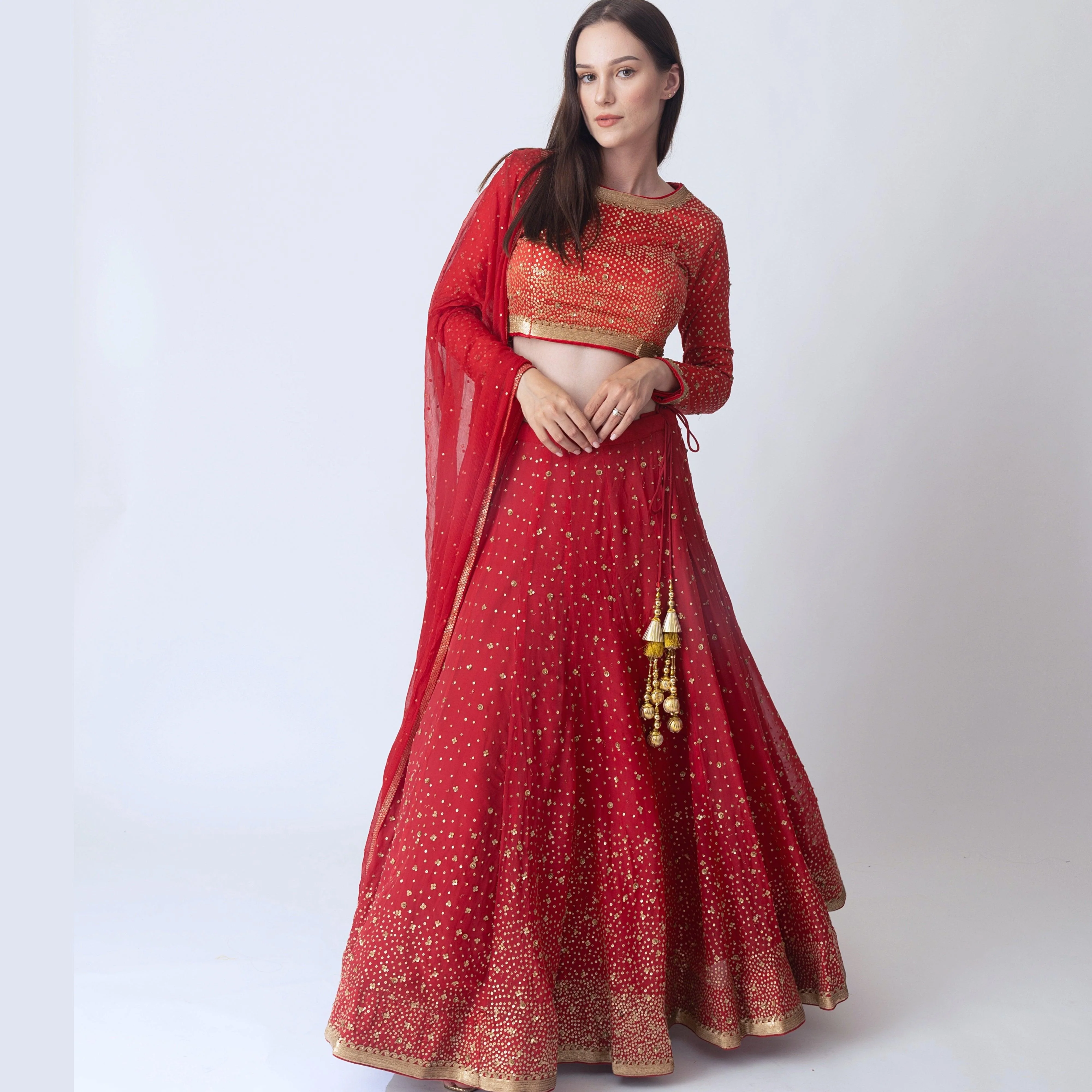 Red Sequins Lehengha Choli Set - Image 5
