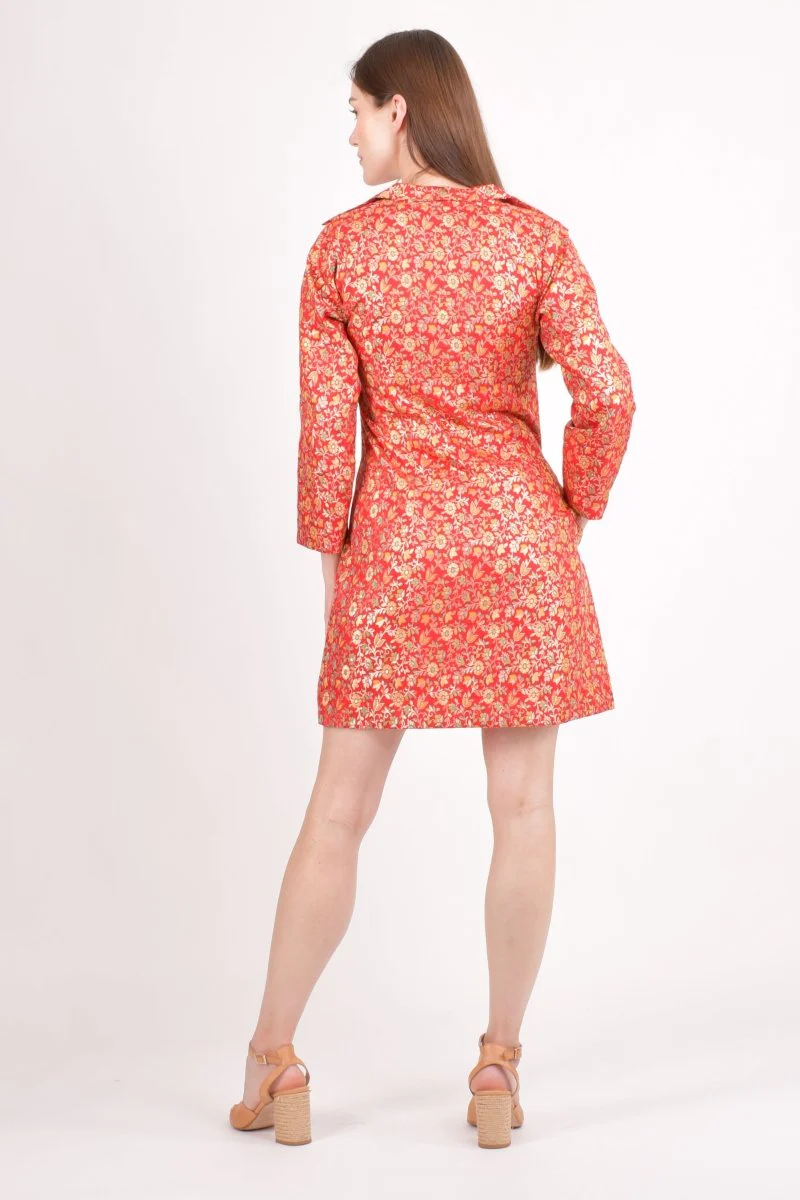 Red Silk Jacquard Blazer Dress - Image 2