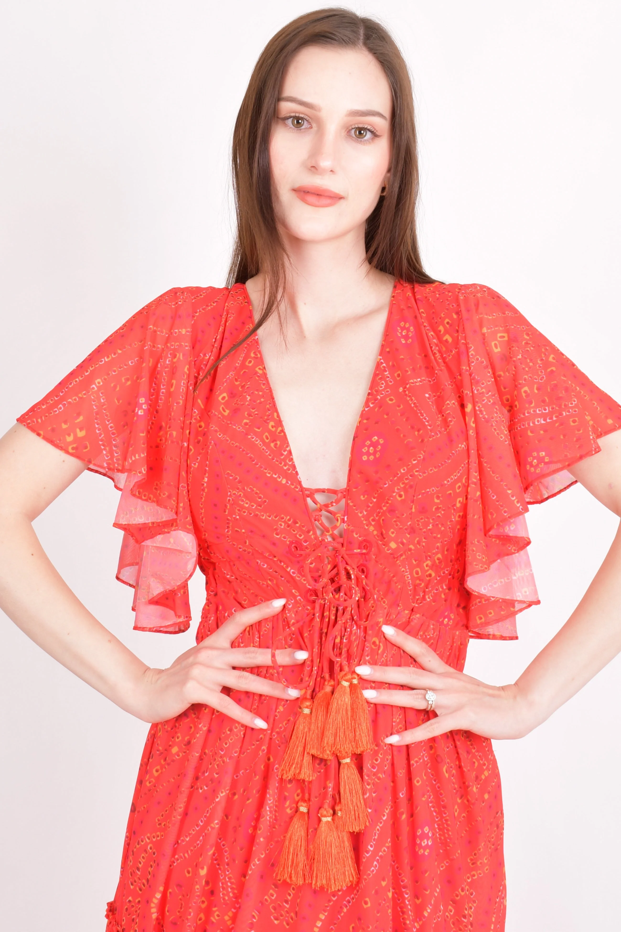 Red Tiered Maxi Dress - Image 3