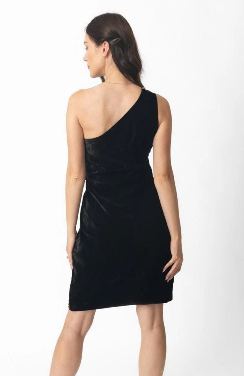 Regina Black Mini Dress Hand Embroidered - Image 2