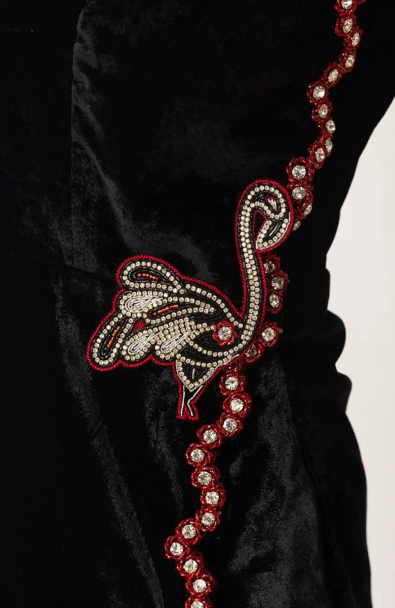 Regina Black Mini Dress Hand Embroidered - Image 7