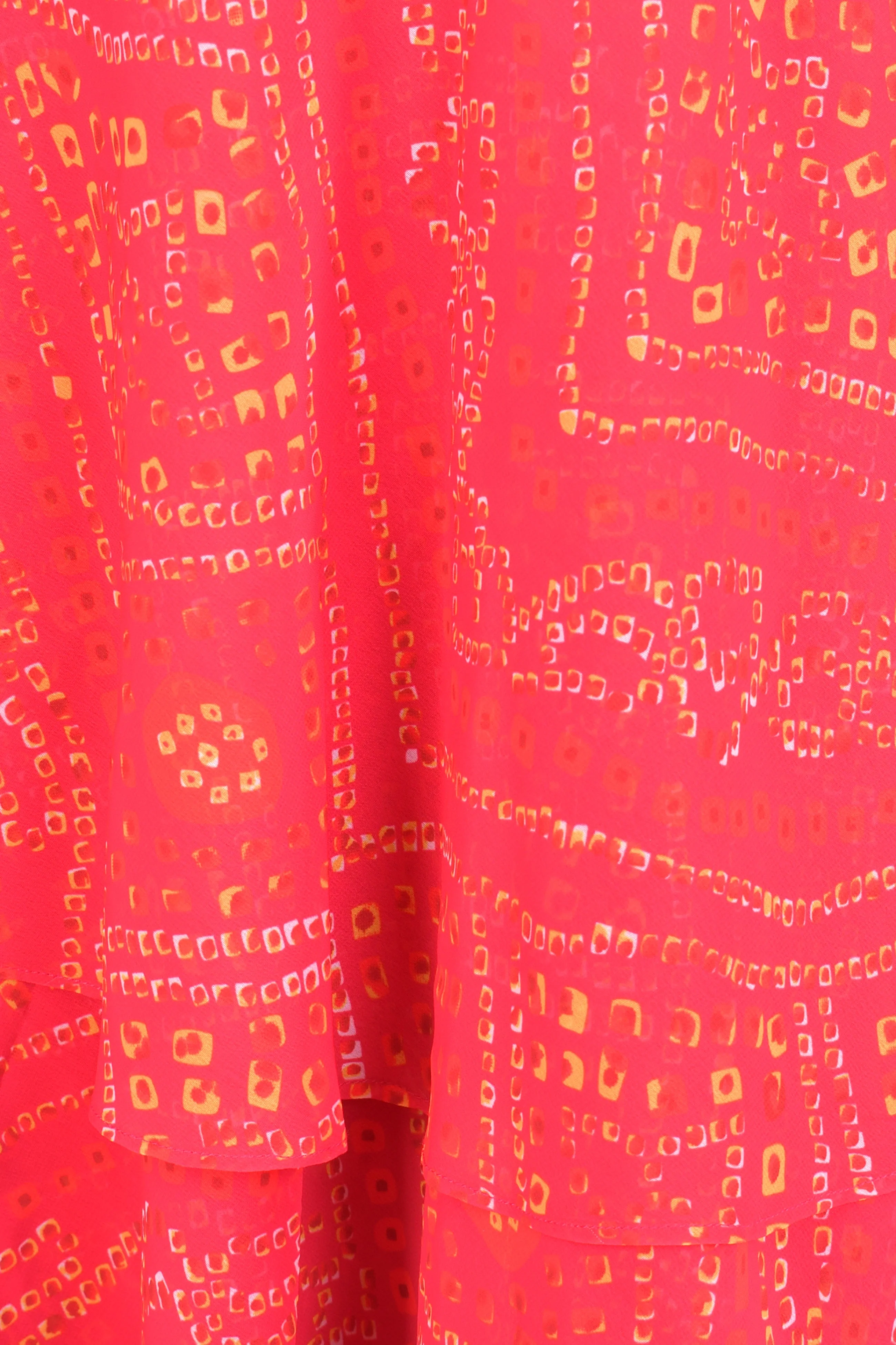 Red Bandhani Two Piece Set with Tiered Skirt - Image 3