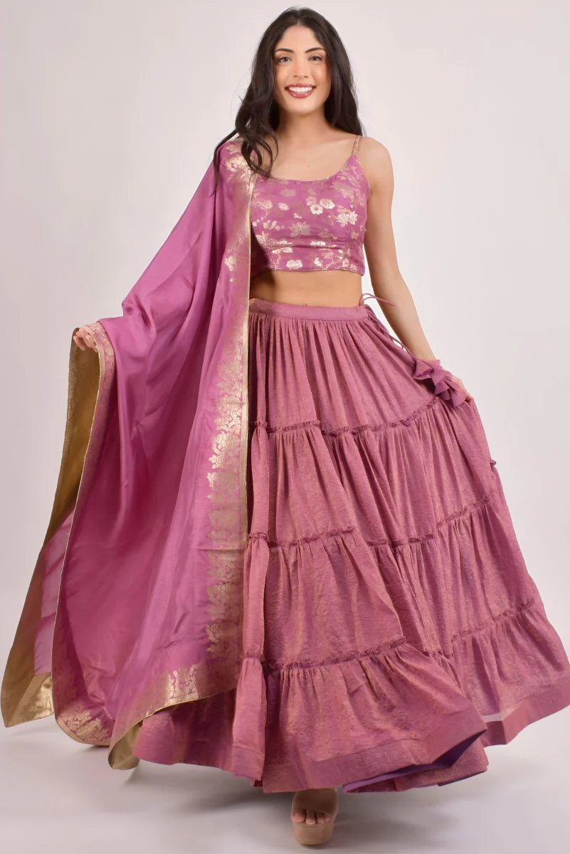Blush Pink Shimmer Lehenga Choli - Image 5