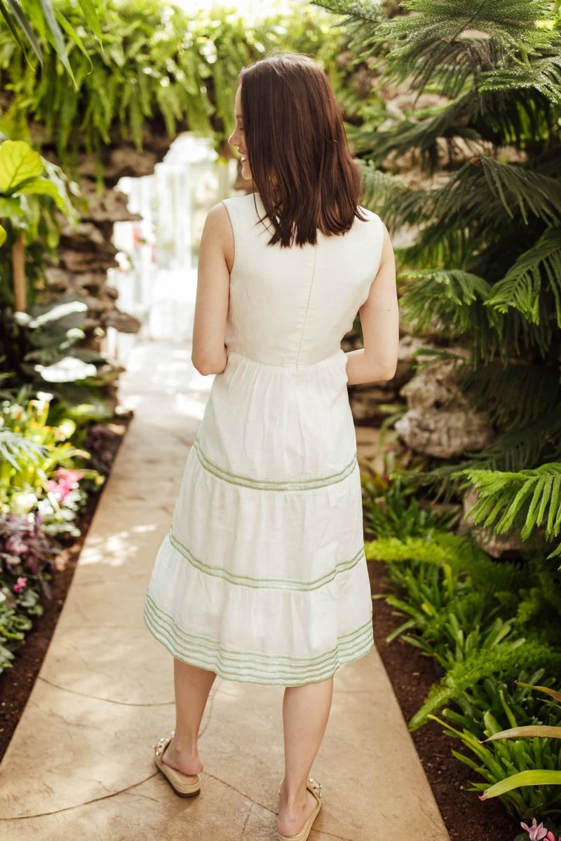 White Midi Dress with Embroidery - Image 2