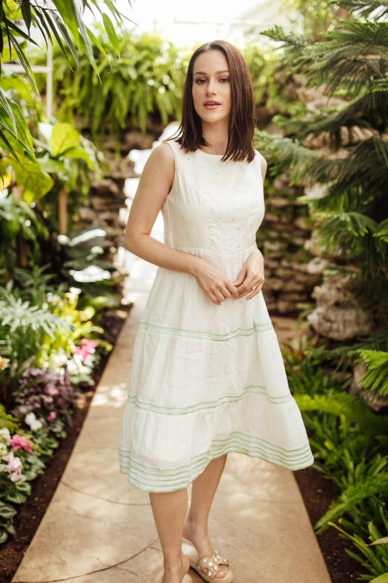 White Midi Dress with Embroidery - Image 3