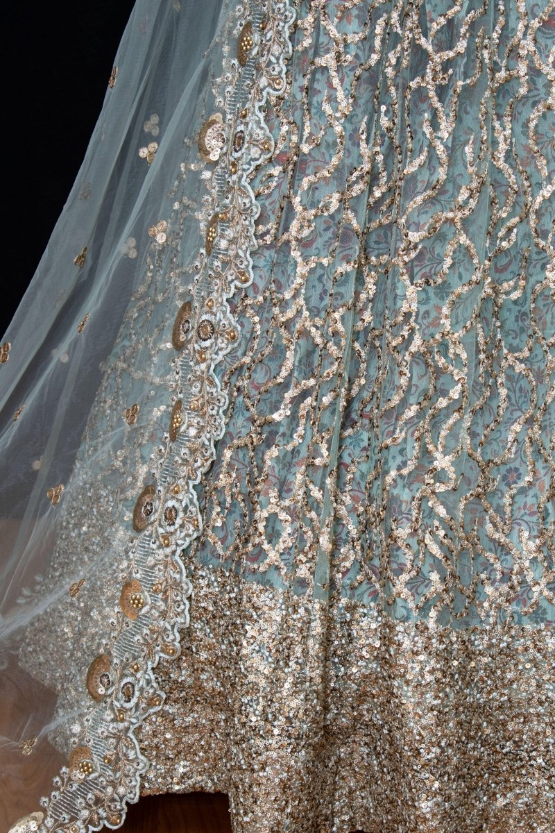 Sage Green Sequins Lehenga Choli with Sequins Embroidery - Image 6