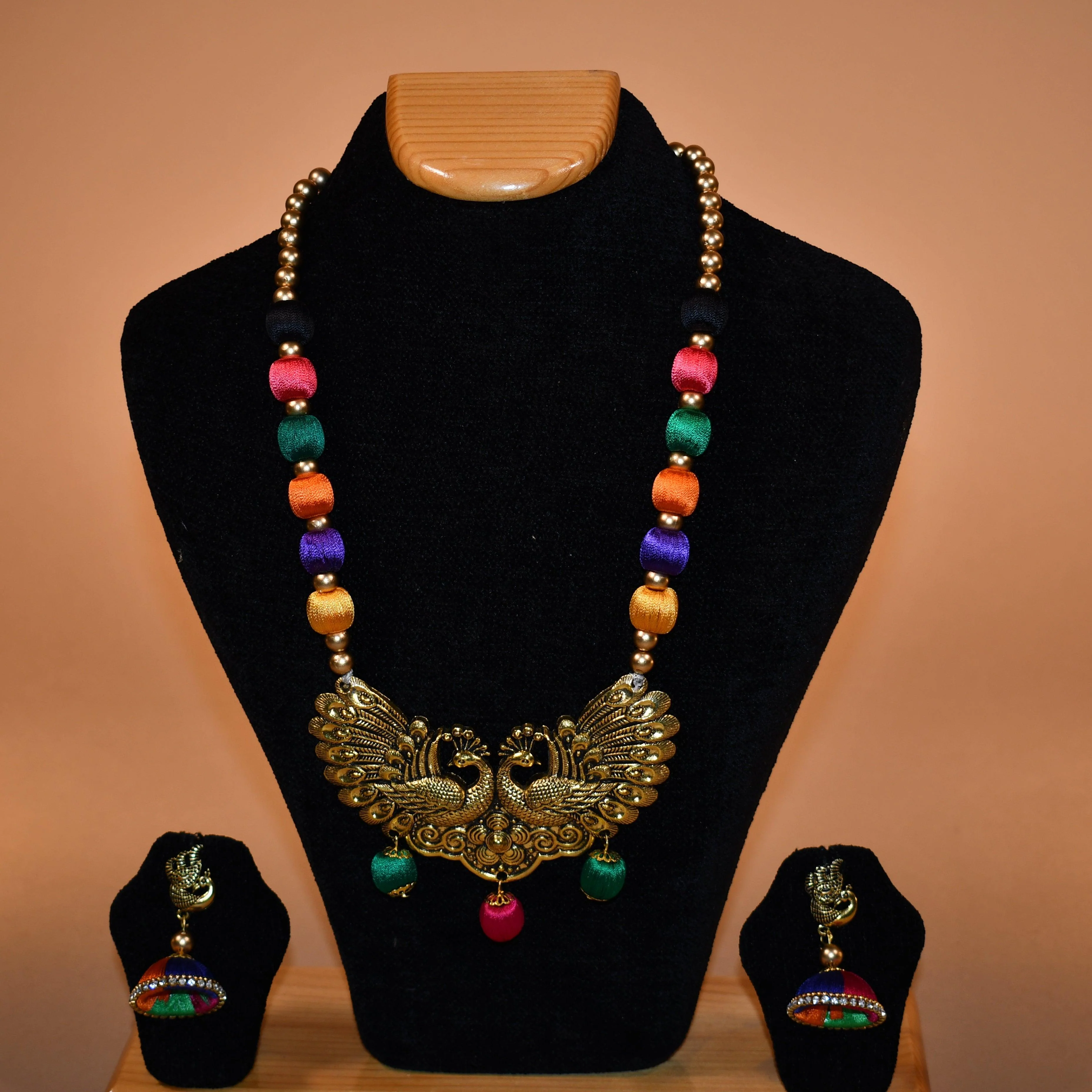 Multicolor Peacock Themed Necklace Set