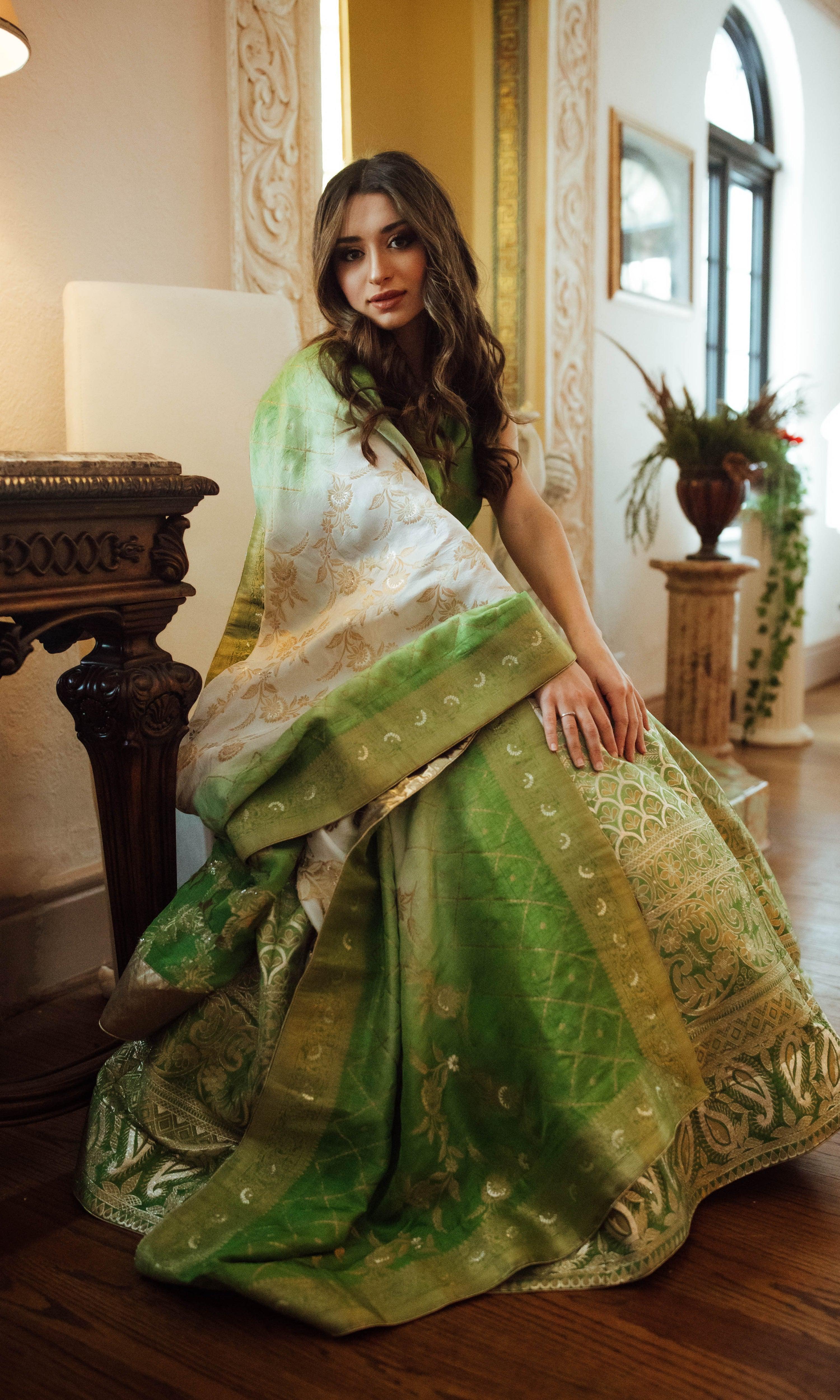 Shaded Green Lehenga Choli for Wedding and Festive Event - Image 4
