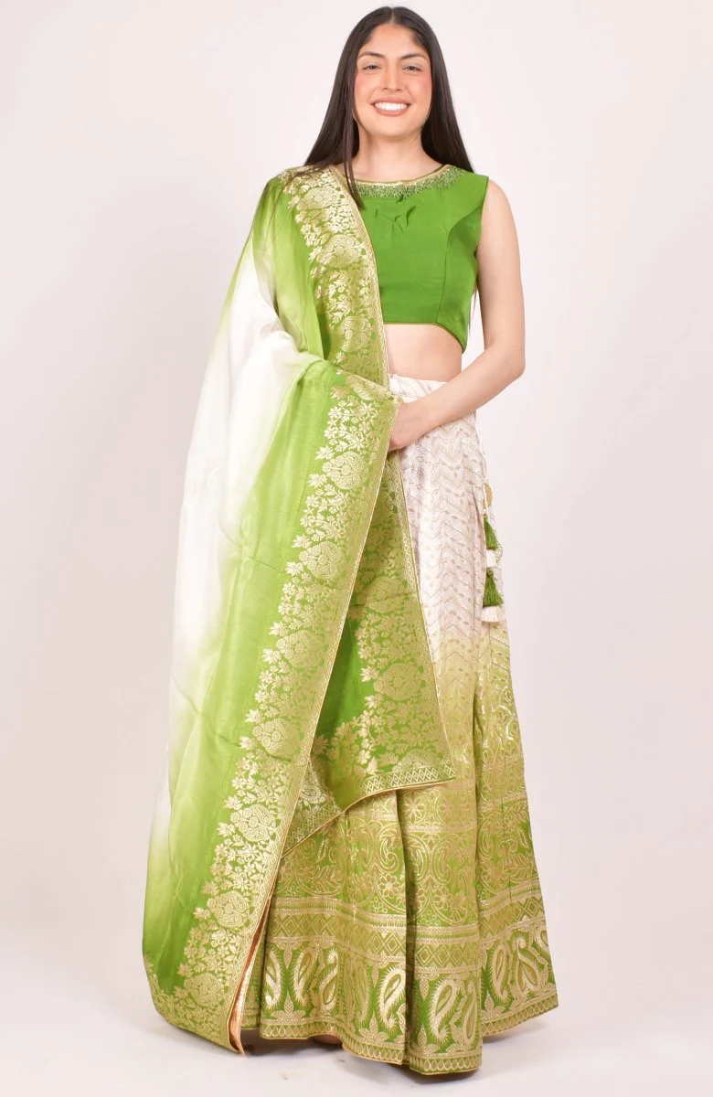 Shaded Green Lehenga Choli for Wedding and Festive Event - Image 5