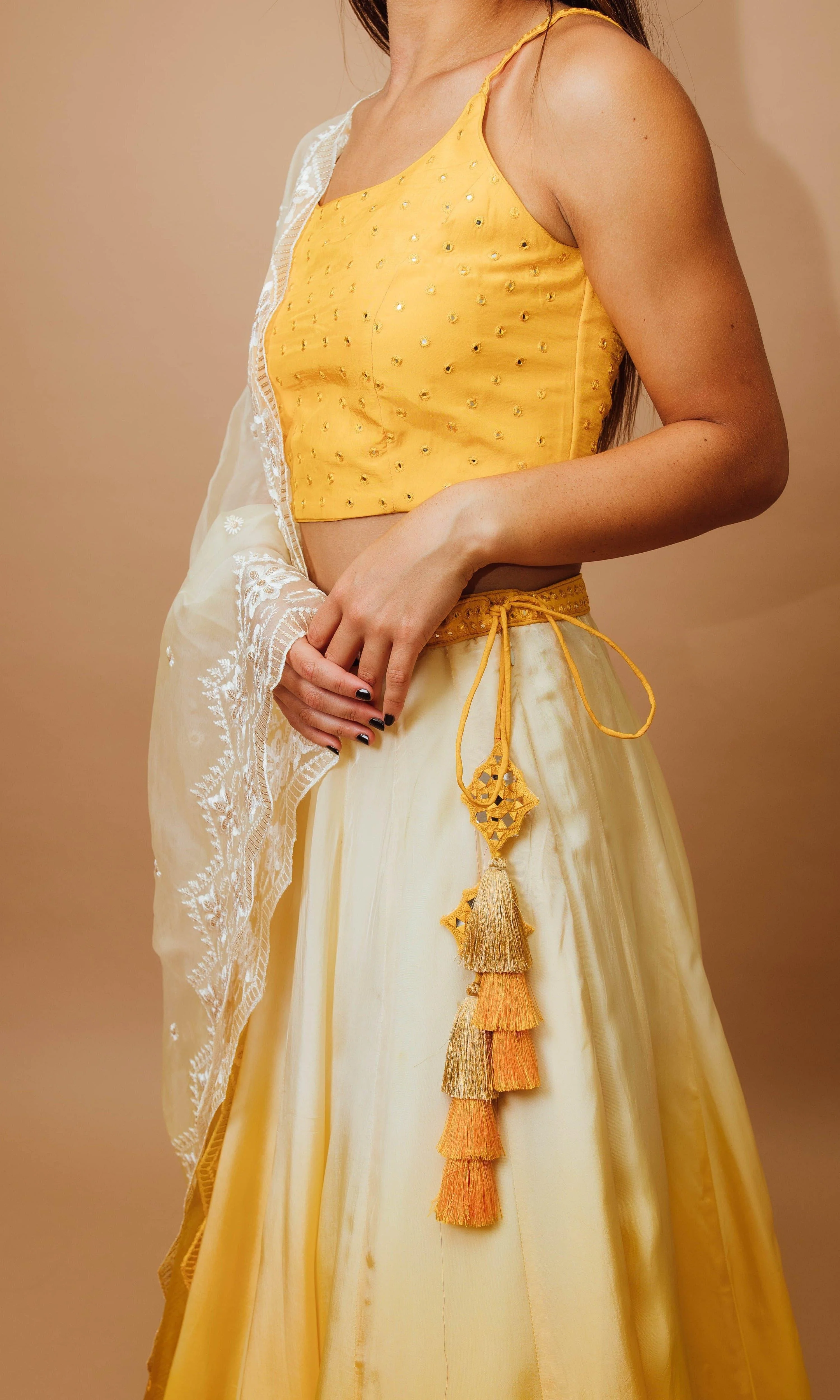 Yellow Shaded Lehenga Choli Set - Image 4