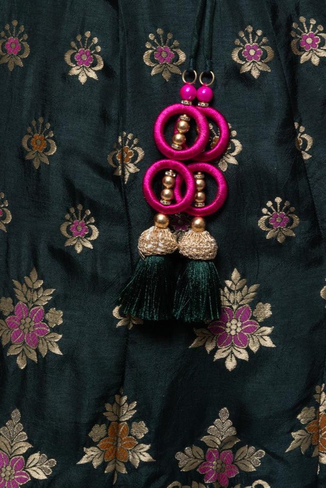 Green Banarasi Lehenga Choli with heavy hand embroidered blouse - Image 6