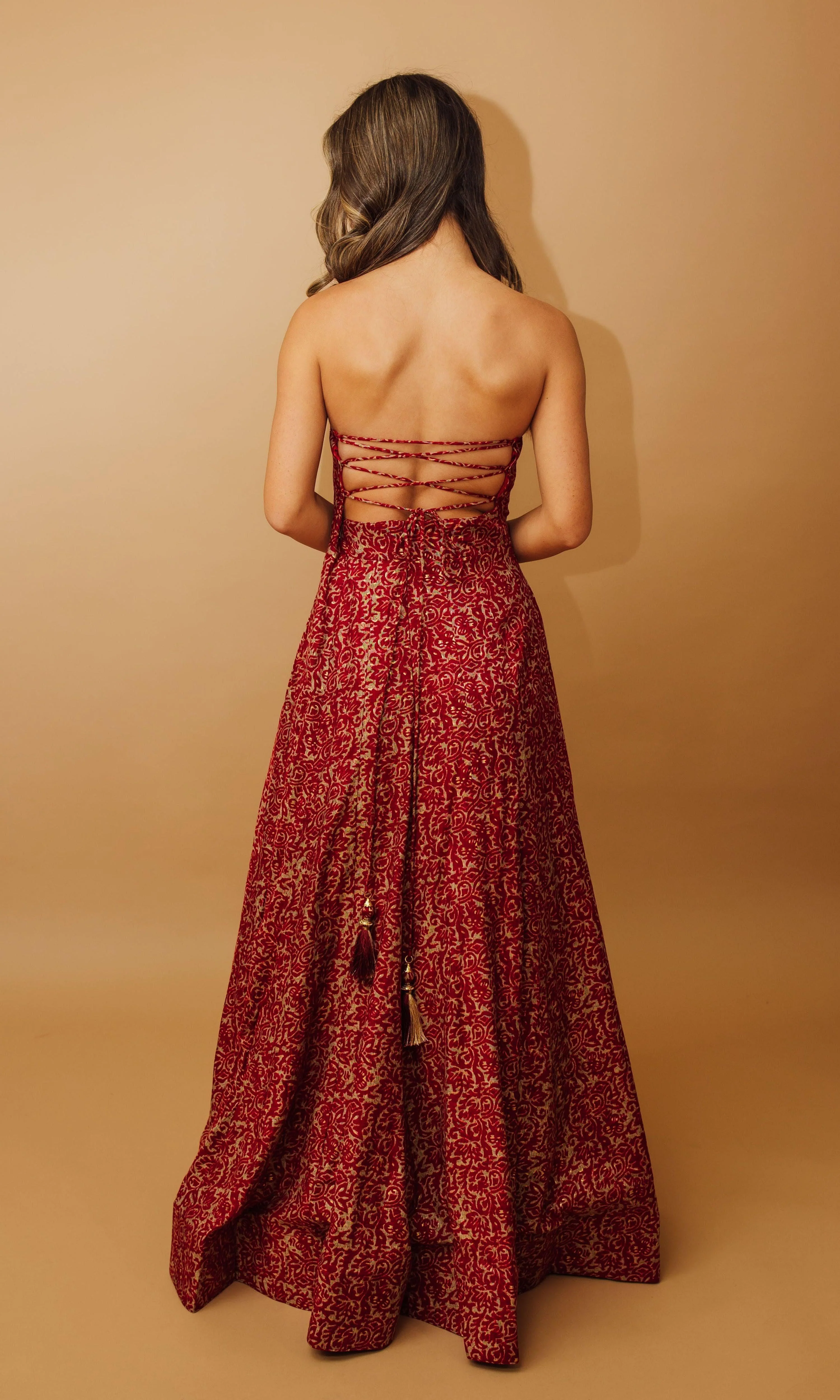 Red Off shoulder Dress with Embroidery - Image 2