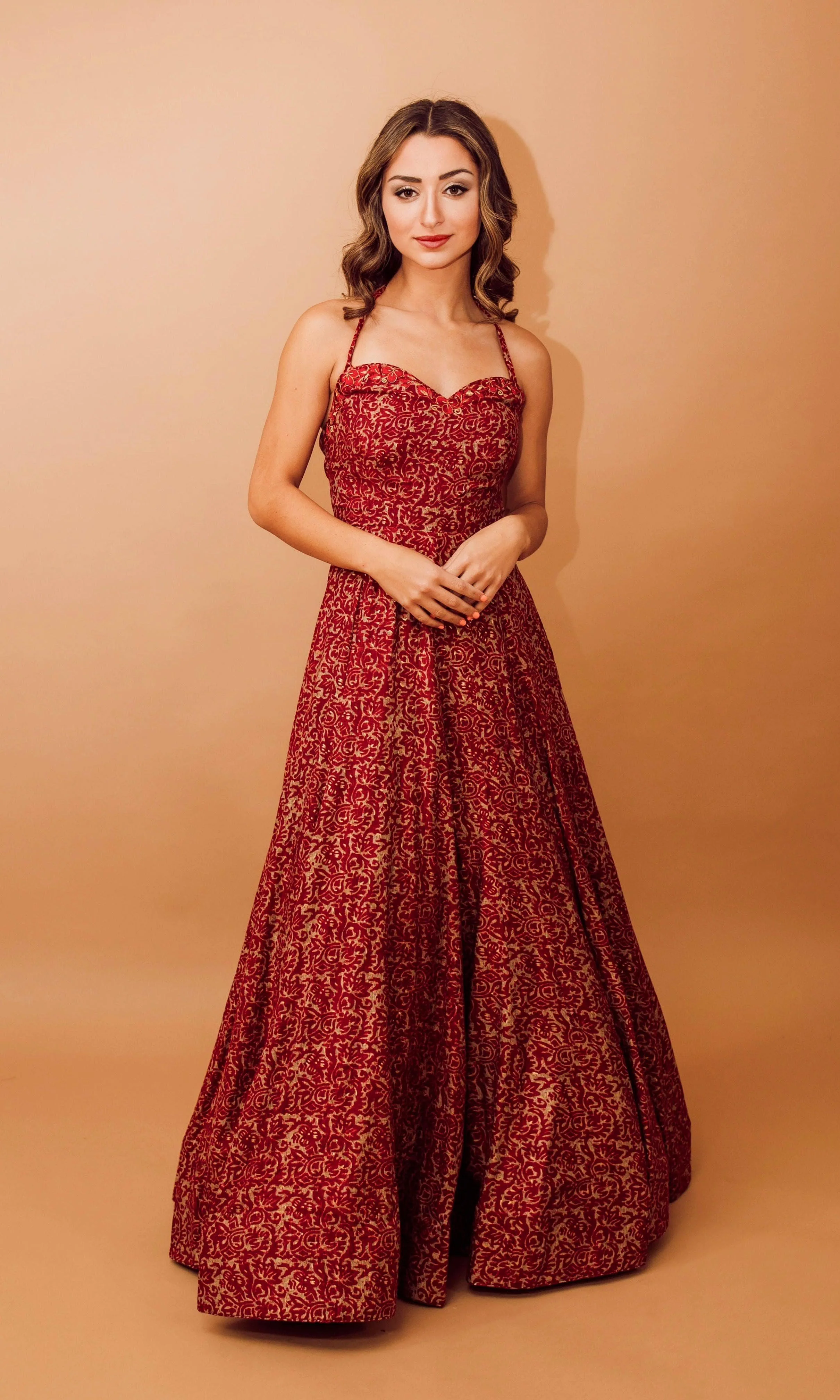 Red Off shoulder Dress with Embroidery - Image 4
