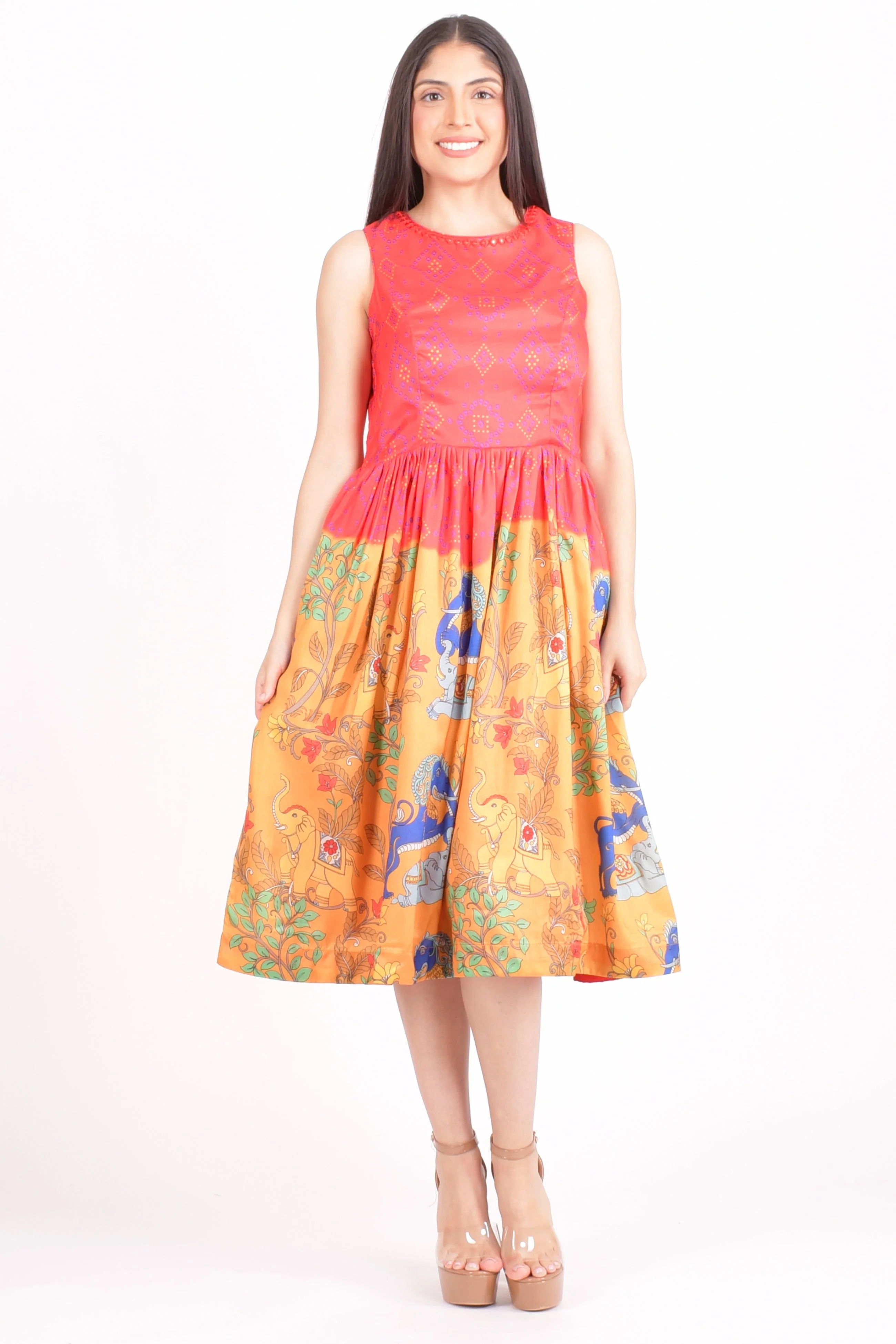 Red Silk Midi Dress