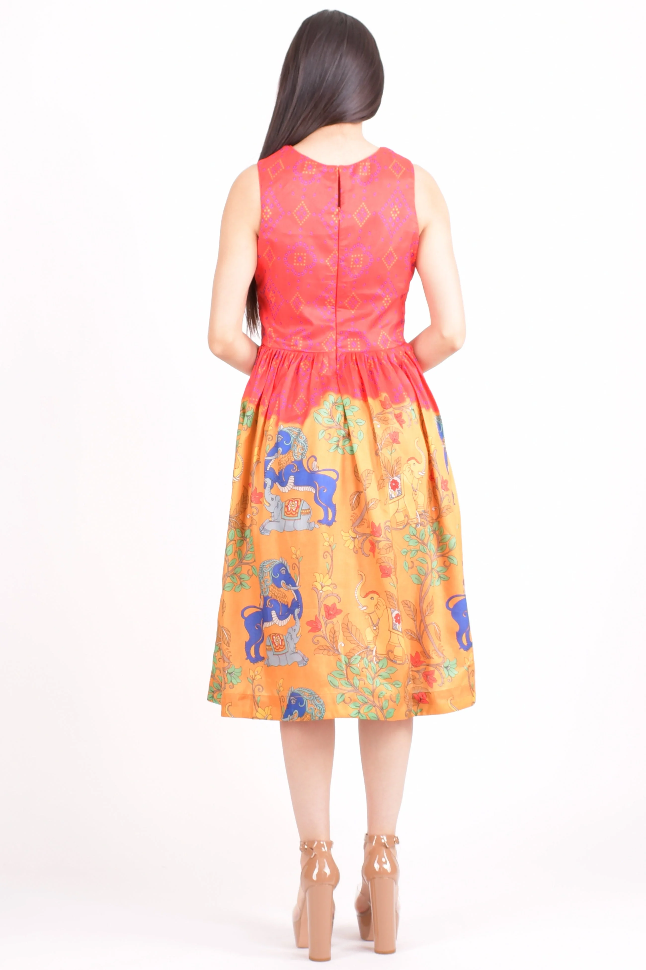 Red Silk Midi Dress - Image 2