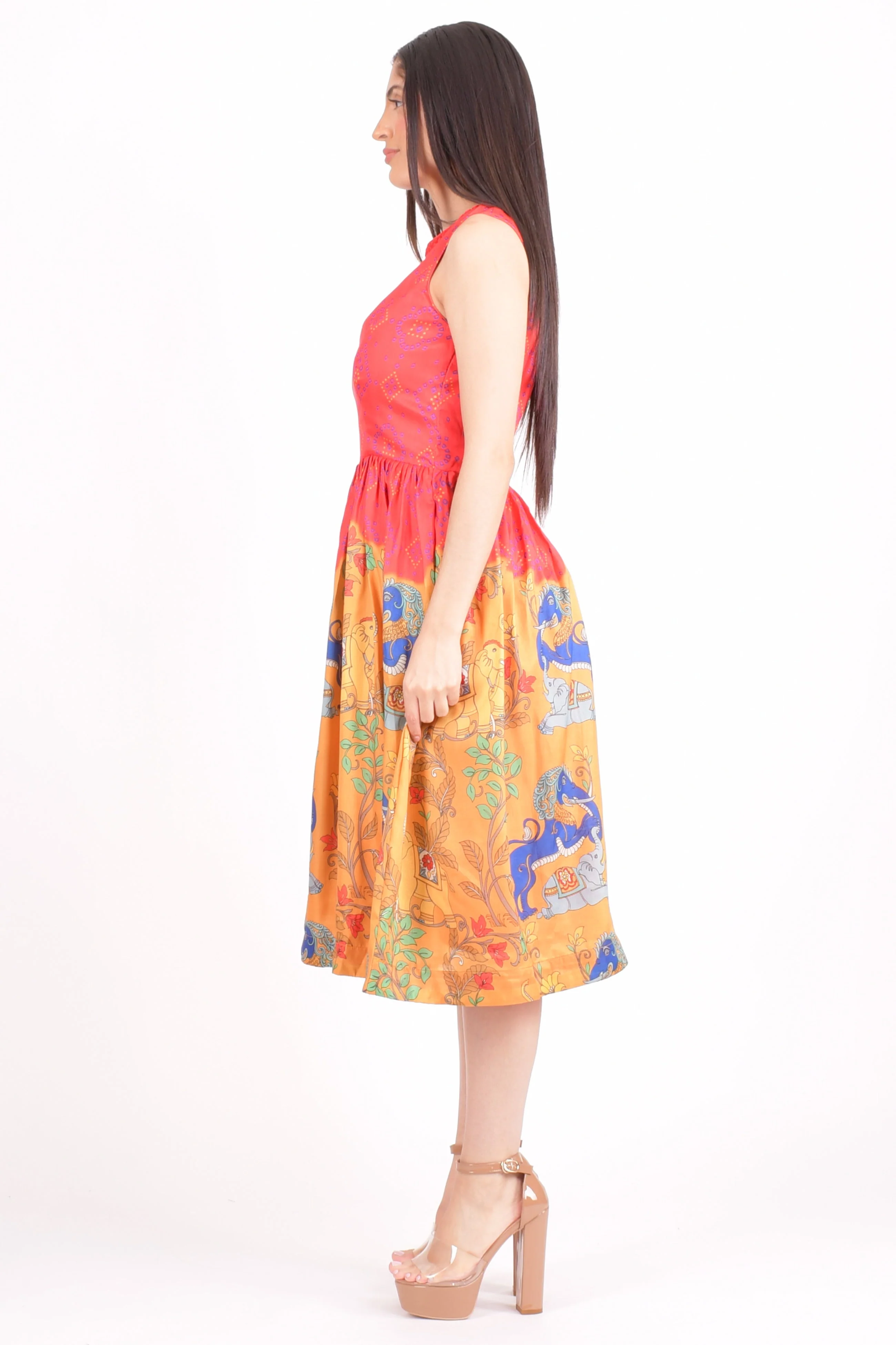 Red Silk Midi Dress - Image 4