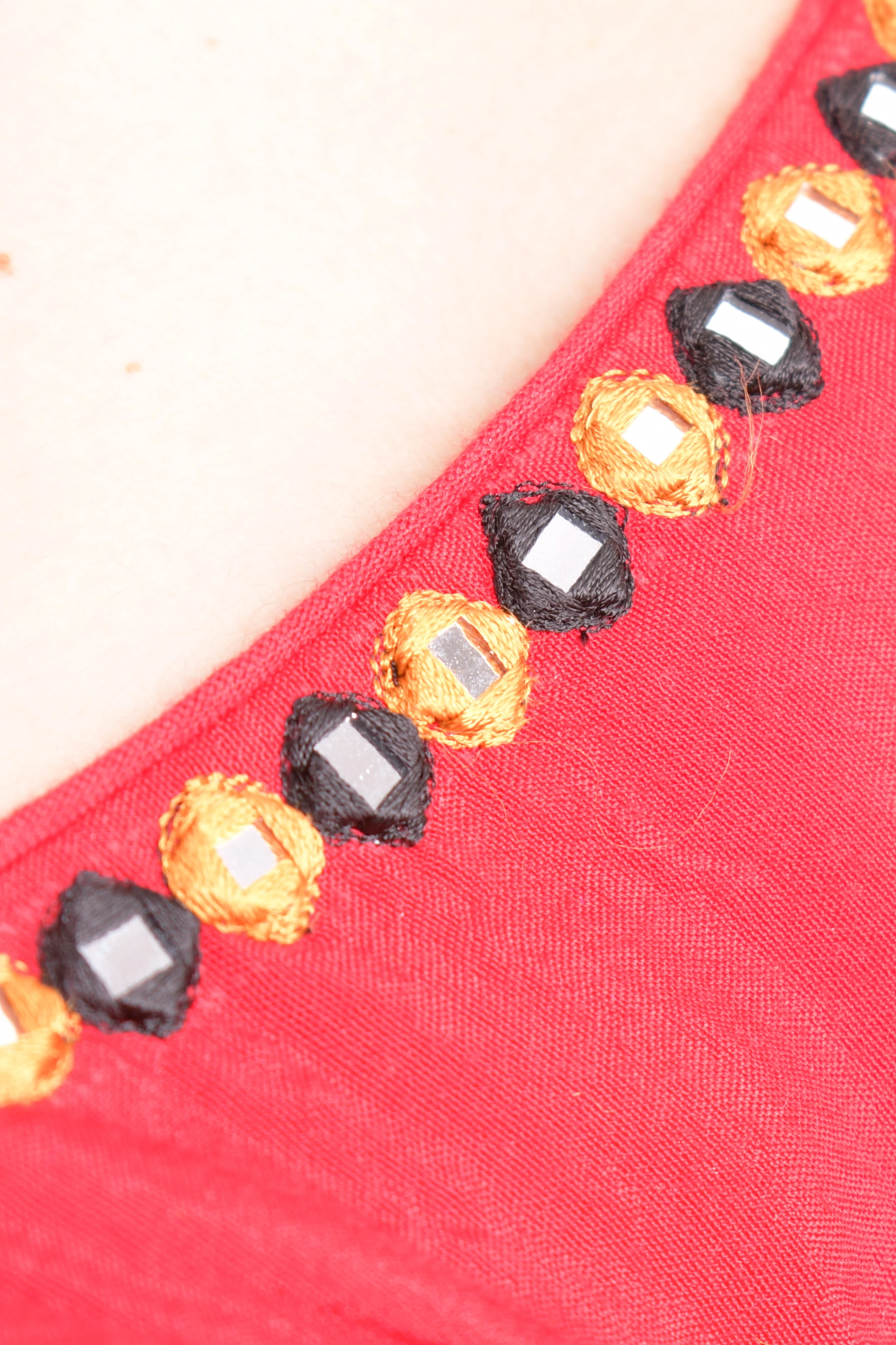 Black and Red Chaniya Choli Set with Long Sleeve Blouse - Image 6