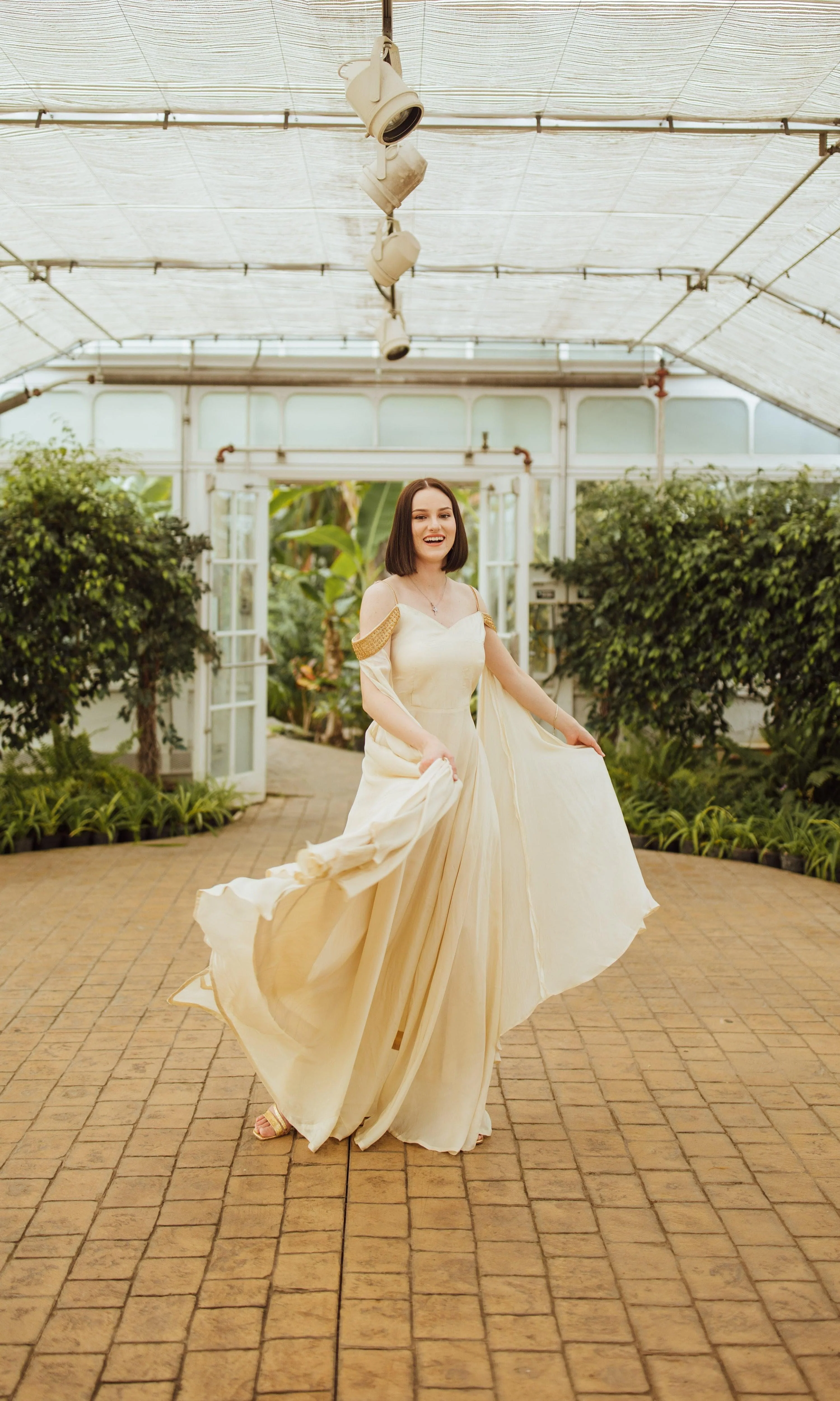 Beige Long Dress with Slit - Image 3