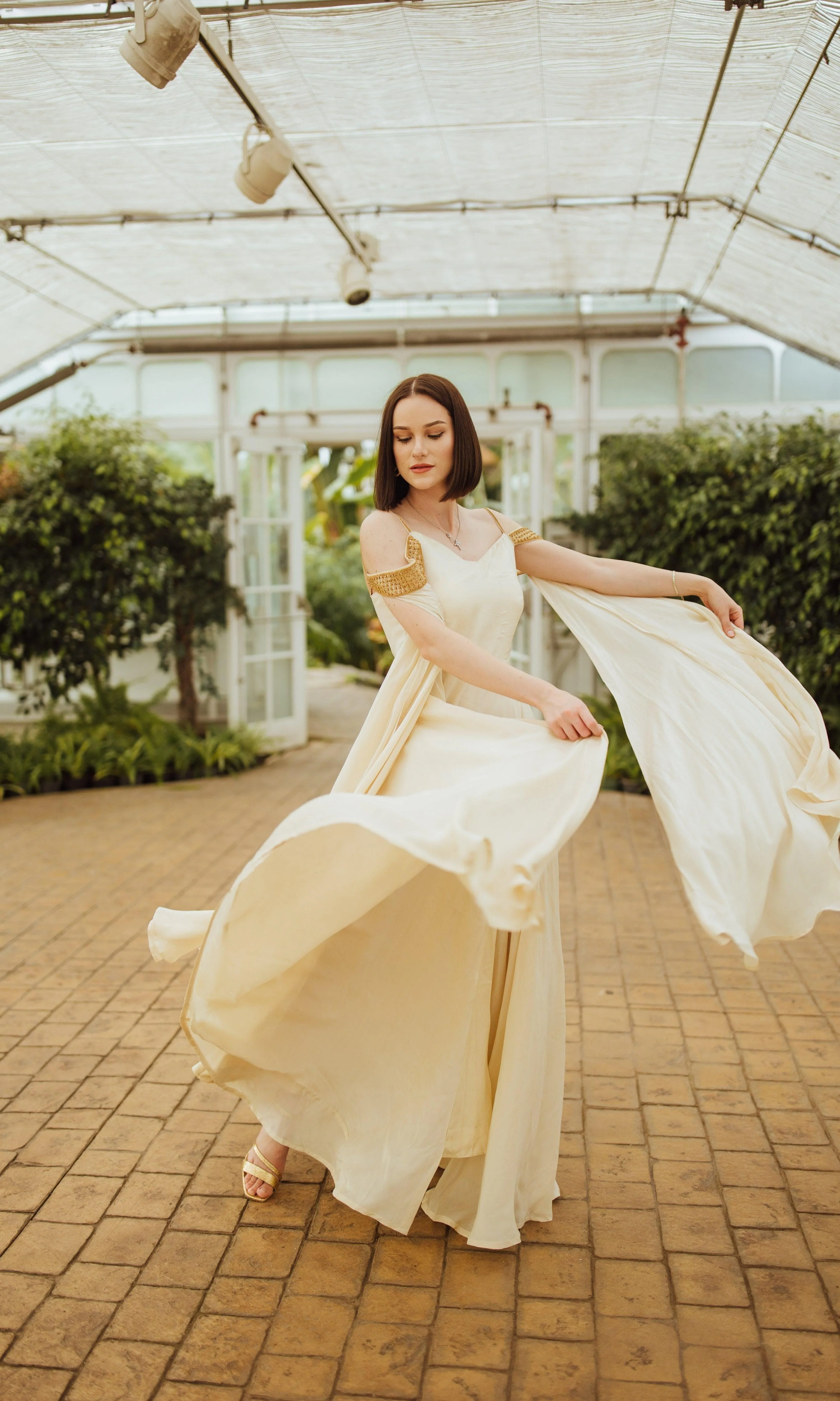 Beige Long Dress with Slit - Image 4