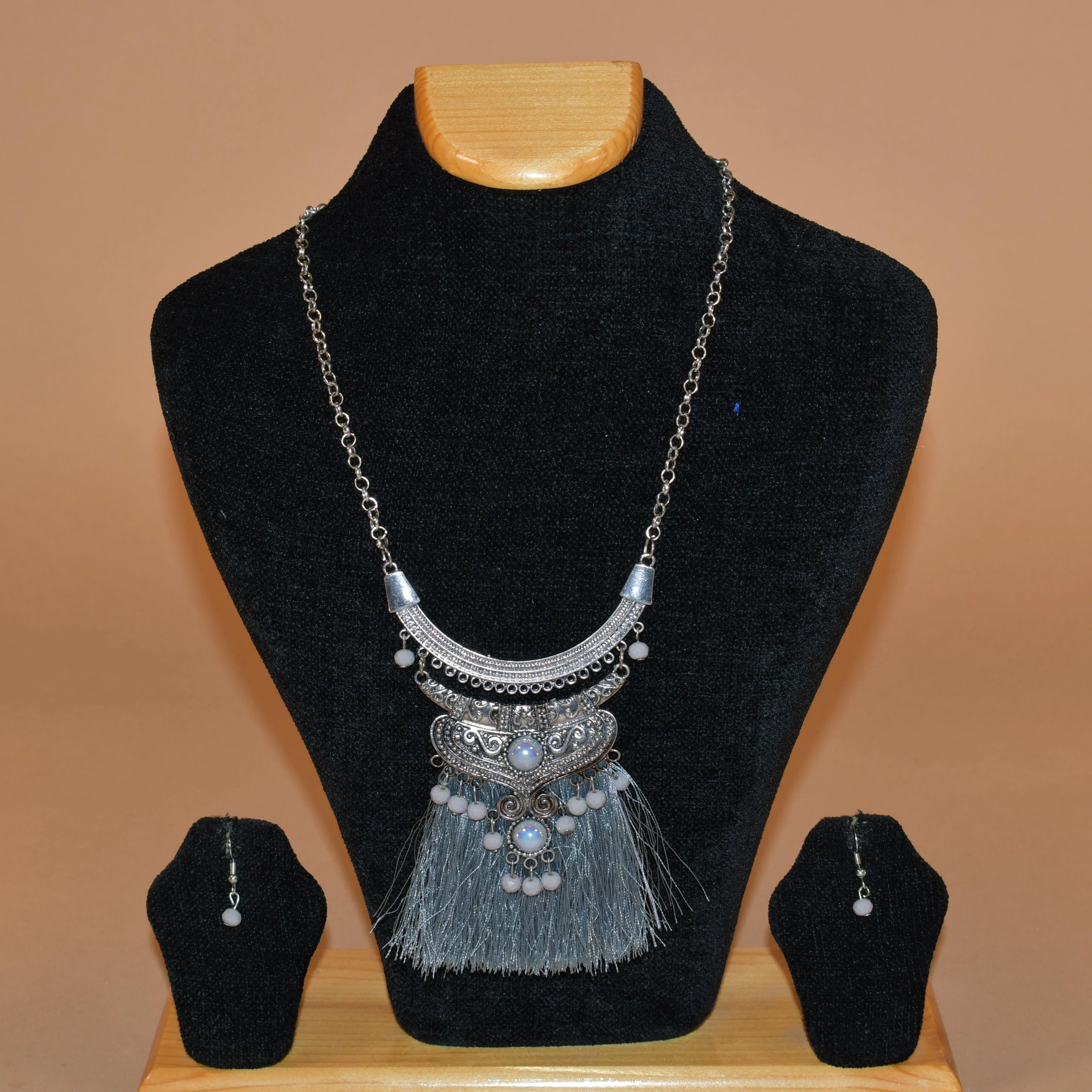 Oxidized Multi Layered Necklace Set