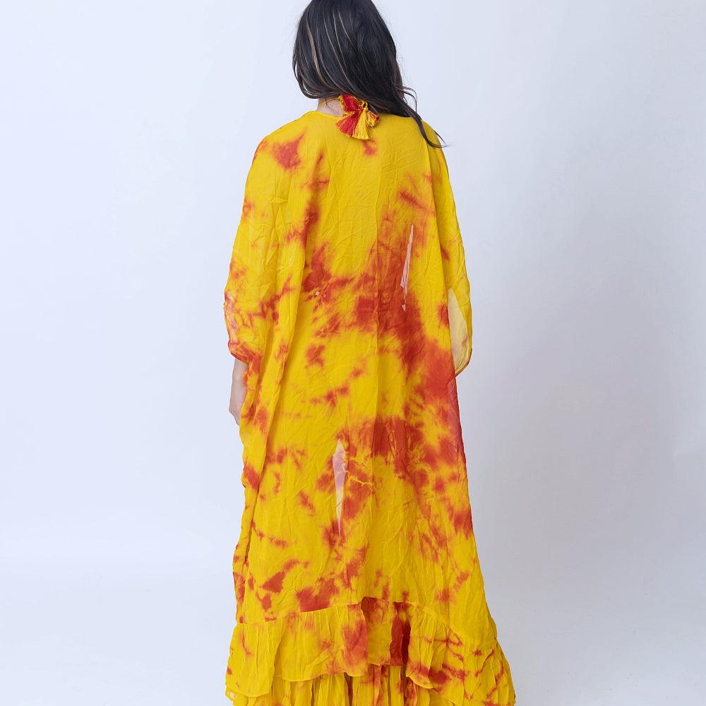 Tie Dye Sharara Set with heavy embroidery blouse and jacket - Image 4