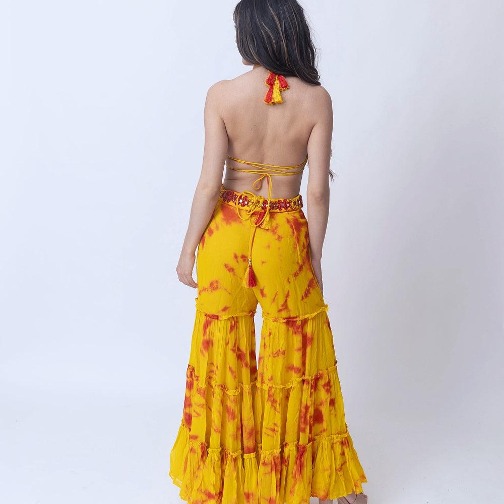 Tie Dye Sharara Set with heavy embroidery blouse and jacket - Image 5