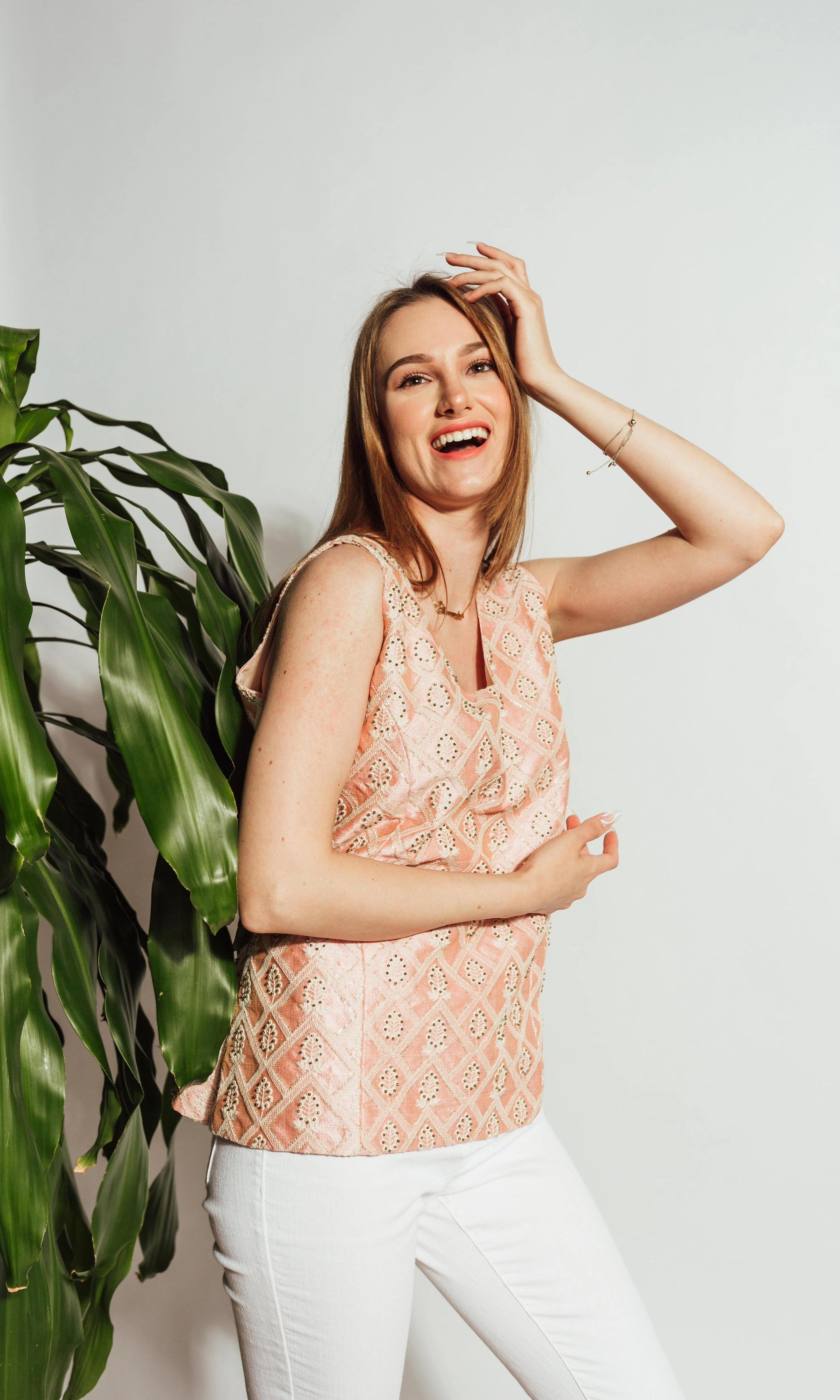 Coral Top with Sequins Embroidery - Image 3