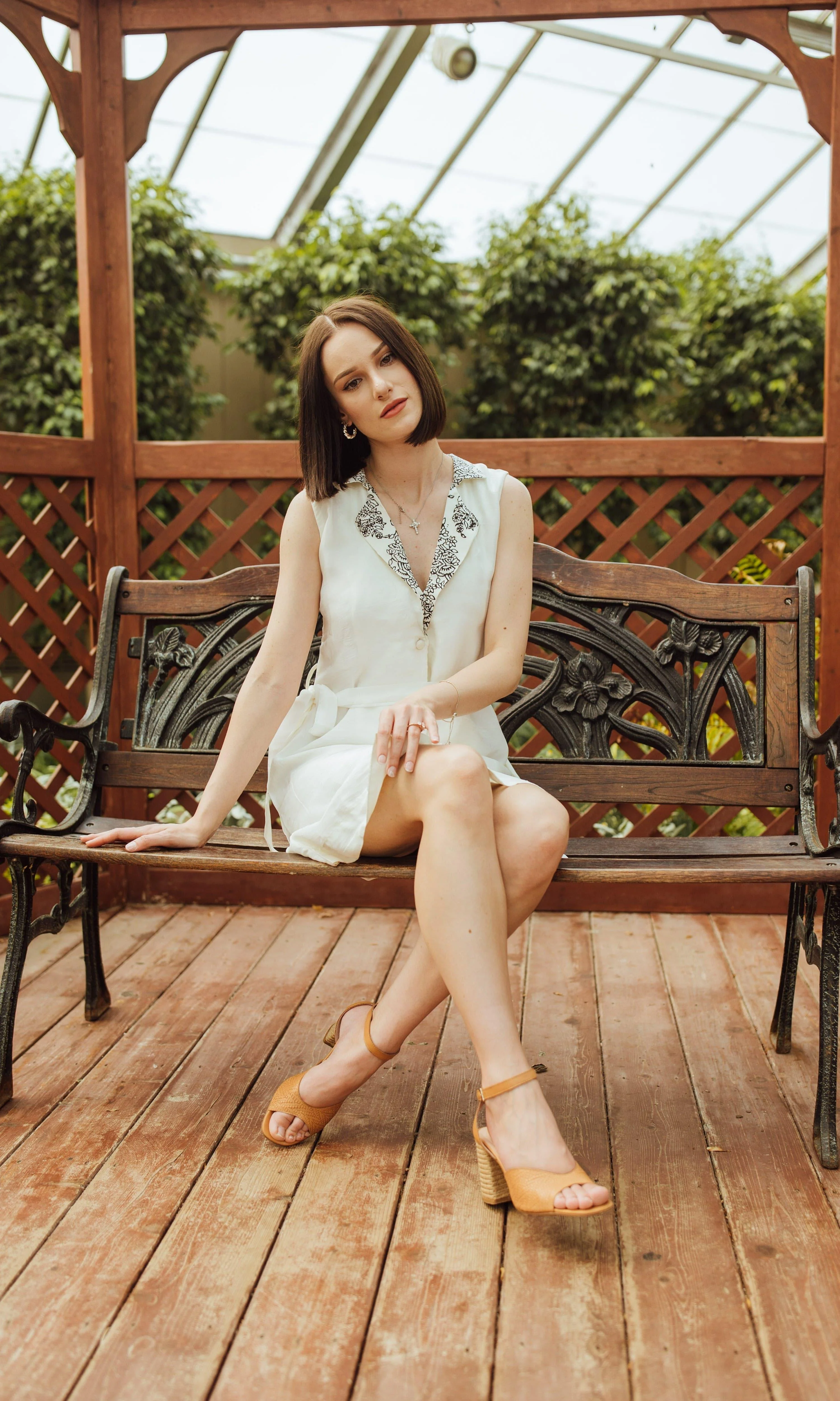 White Mini Dress with Block Print - Image 4