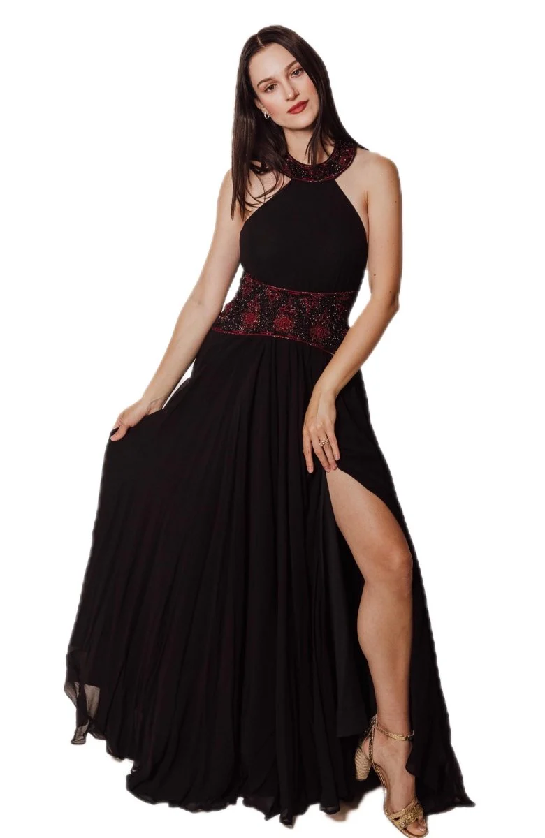 Black Gown with Halter Neck