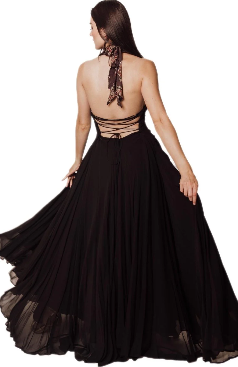 Black Gown with Halter Neck - Image 2
