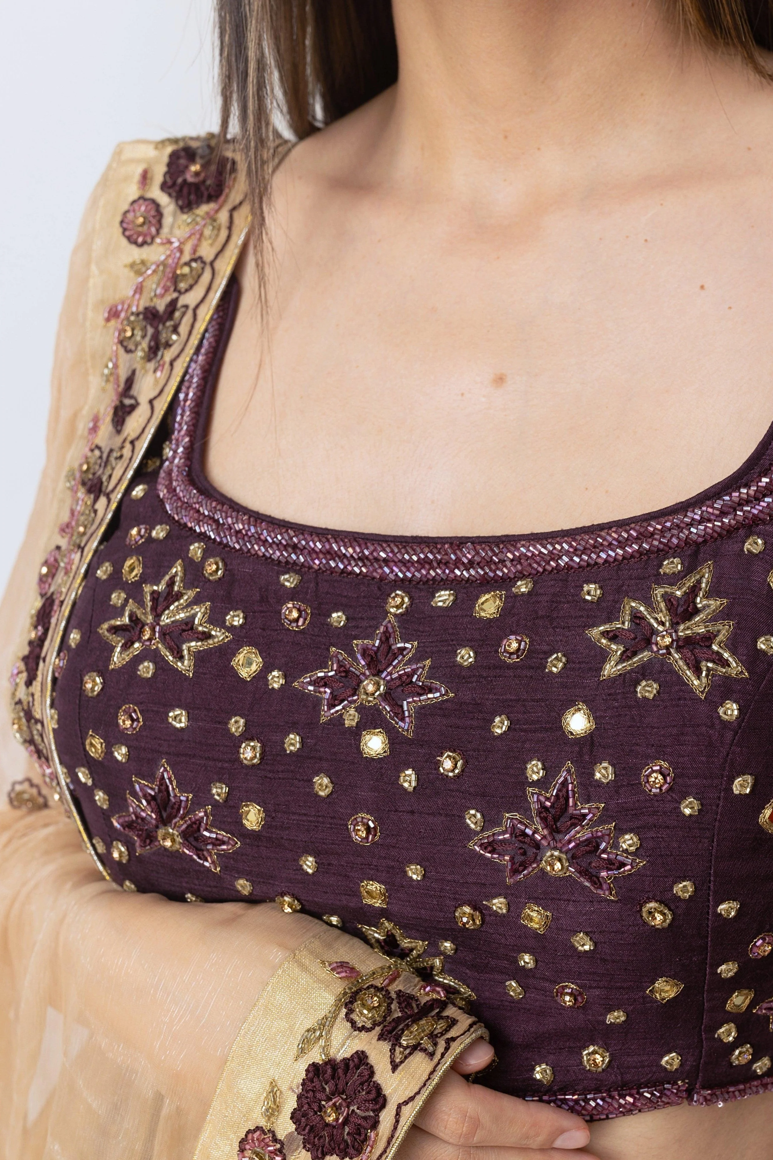 Wine Lehenga Choli with Hand Embroidery - Image 3