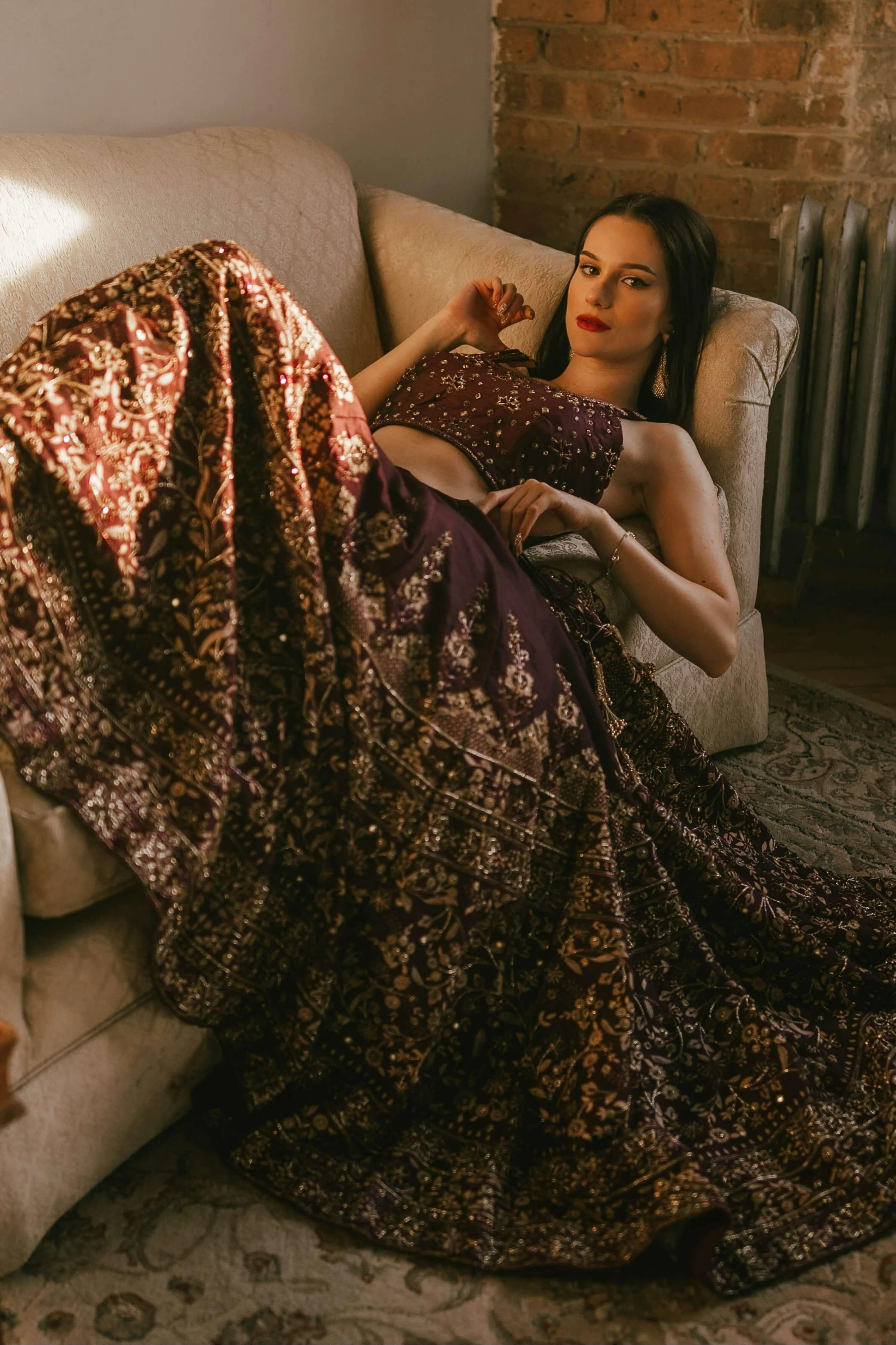 Wine Lehenga Choli with Hand Embroidery - Image 5
