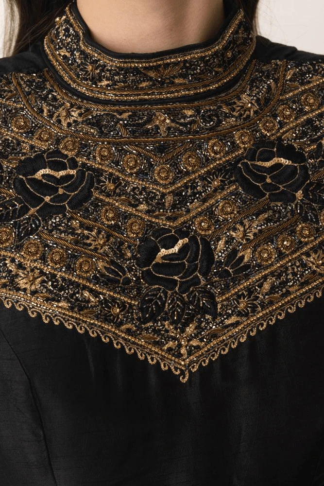 Black Gown with Hand Embroidery - Image 3