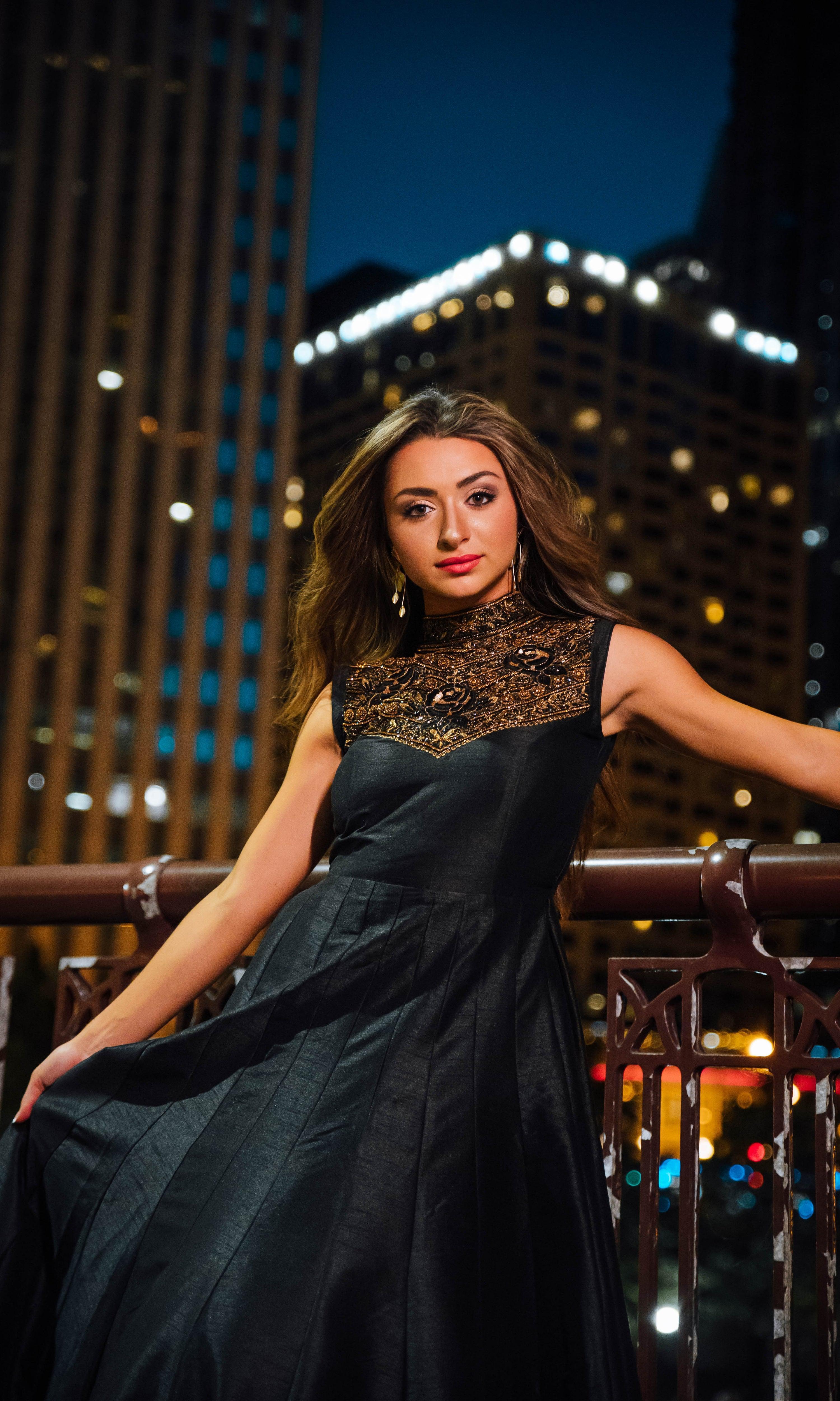 Black Gown with Hand Embroidery - Image 5